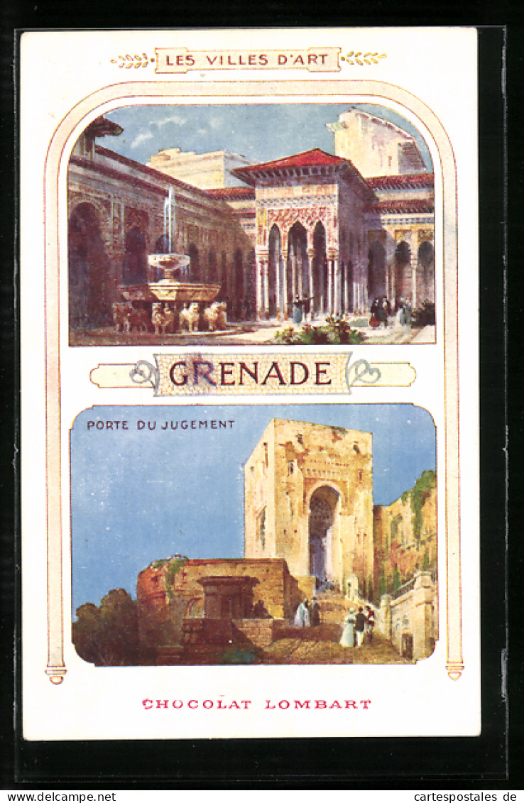 Postal Granada, Porte Du Judgement, Chocolat Lombart  - Granada