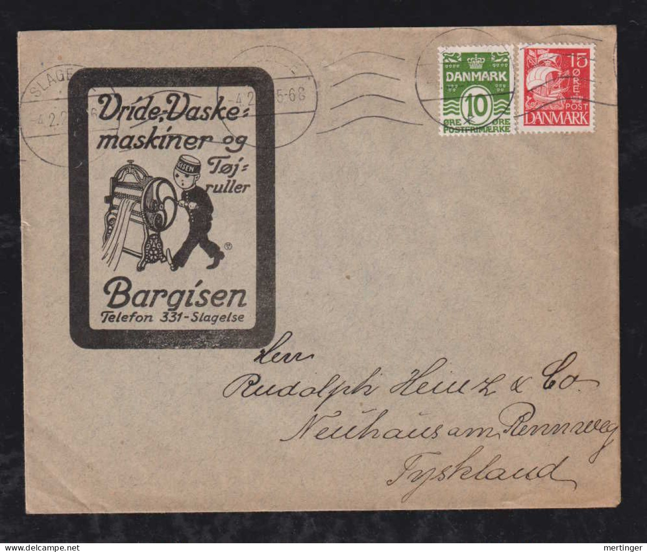 Dänemark Denmark 1927 Advertising Cover SLAGELSE X NEUHAUS Germany Bargisen Nudle Machine - Lettres & Documents