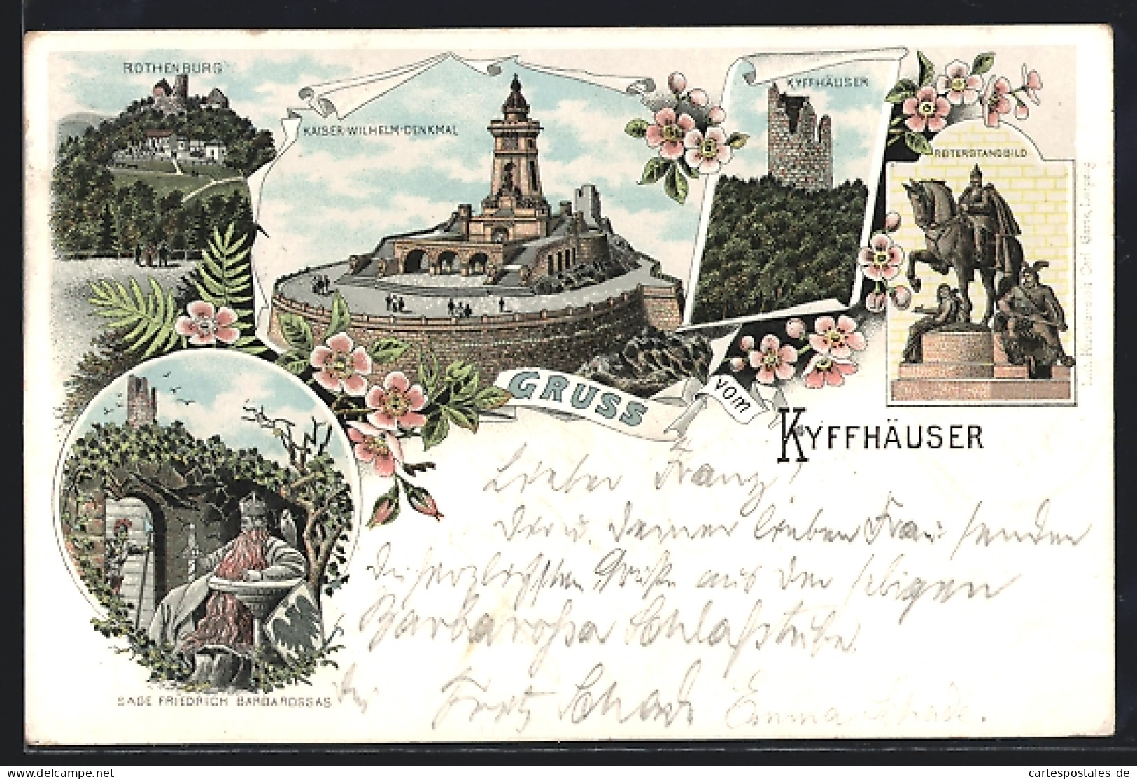 Lithographie Kyffhäuser / Kaiser Wilhelm Denkmal, Reiterstandbild, Rothenburg, Kaiser-Wilhelm-Denkmal  - Kyffhaeuser