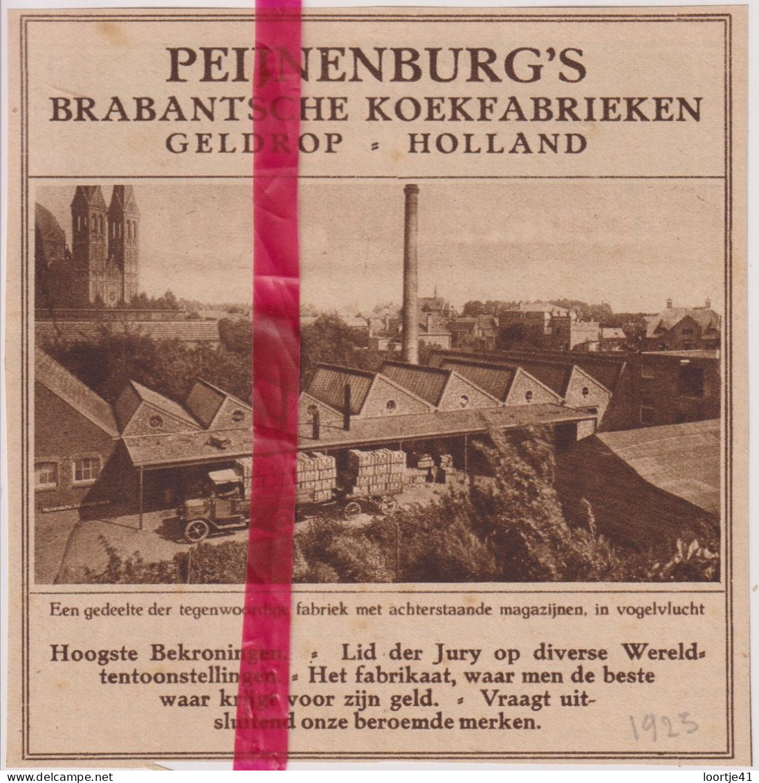 Pub Reclame - Peijnenburg's Koekfabriek - Geldrop - Orig. Knipsel Coupure Tijdschrift Magazine - 1925 - Werbung