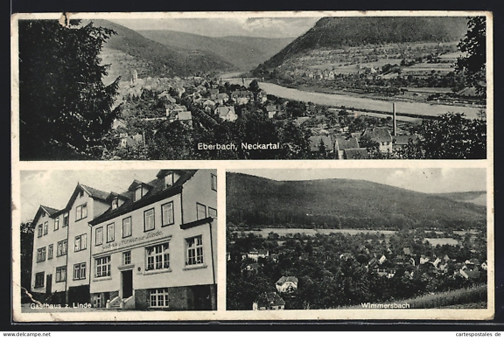 AK Eberbach / Neckar, Gasthaus Zur Linde G. Münch, Ortsansicht Mit Neckar, Ortsansicht Wimmersbach  - Eberbach