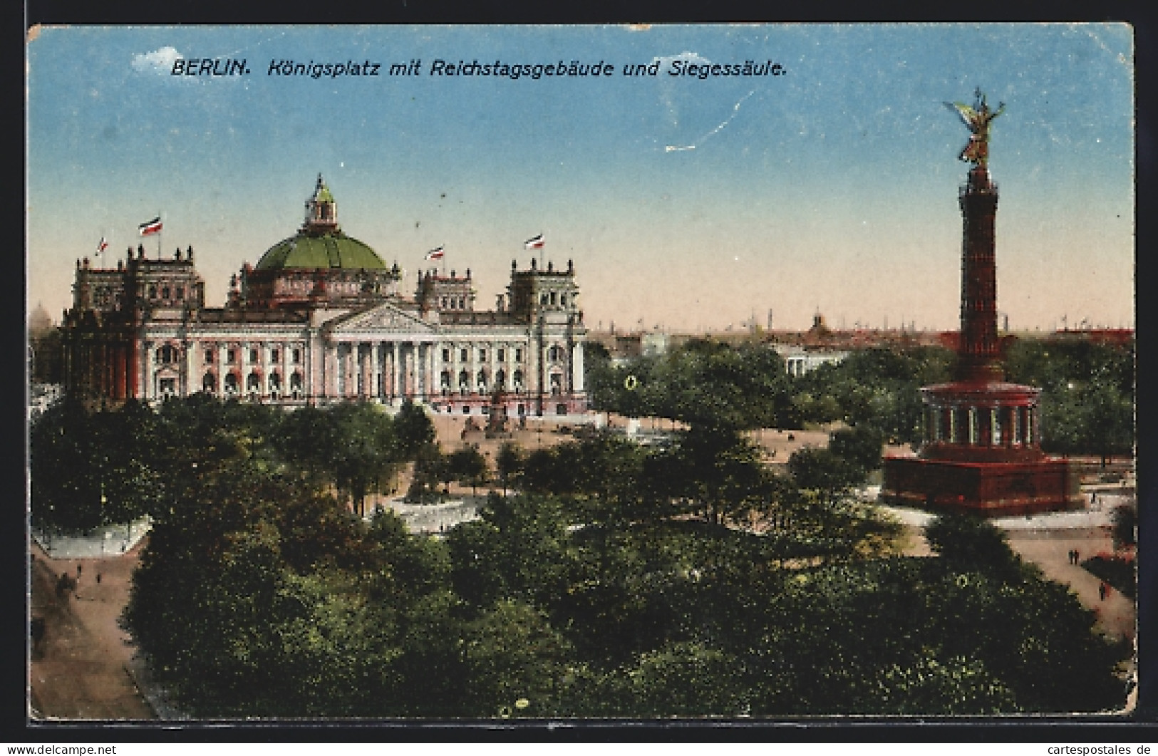 AK Berlin, Königsplatz Mit Reichstagsgebäude Und Siegessäule  - Dierentuin