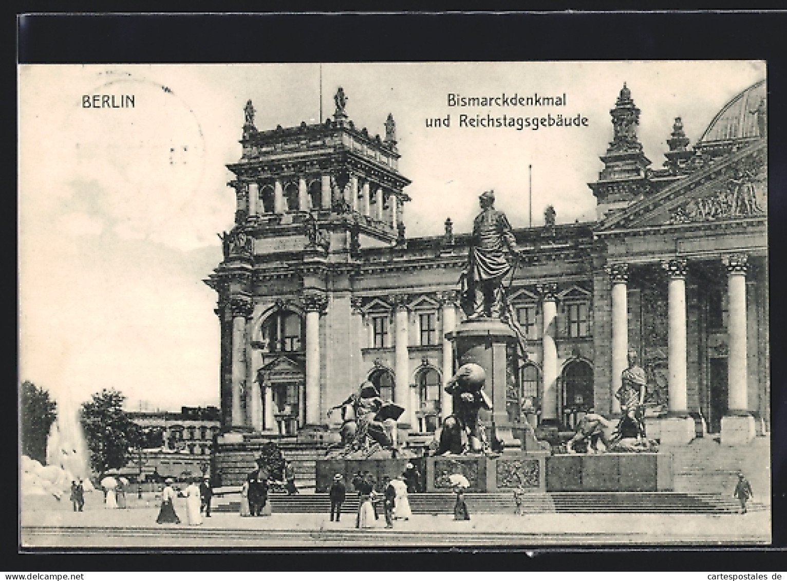 AK Berlin-Tiergarten, Blick Zum Bismarck-Denkmal Vor Dem Reichstag  - Tiergarten