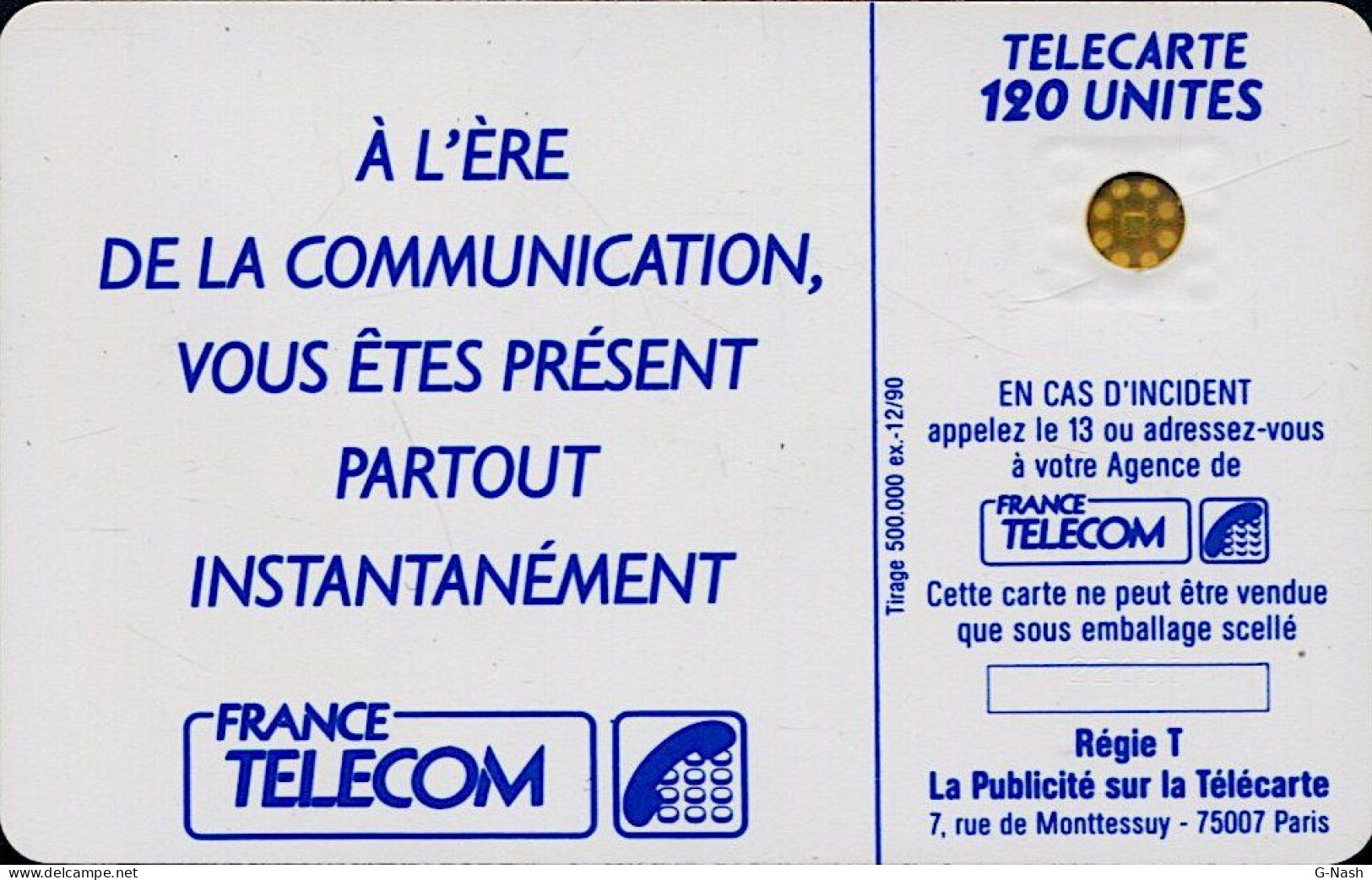 F135 - Télécarte Publique 120u - Oiseau Bleu SC4ab - N° 22860 Embouti - 120 Unités 