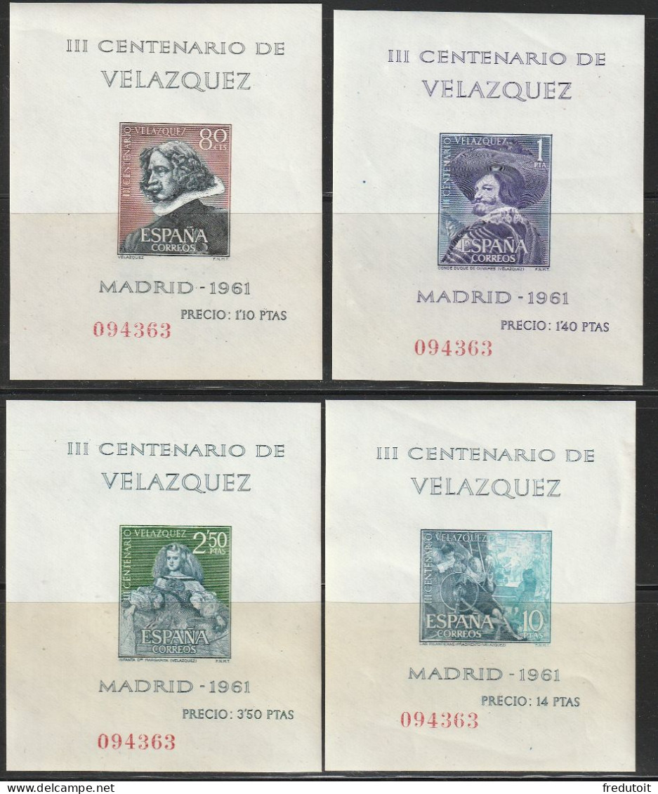 ESPAGNE - 4 BLOCS N°21/4 ** (1961) Velazquez - Blocks & Sheetlets & Panes