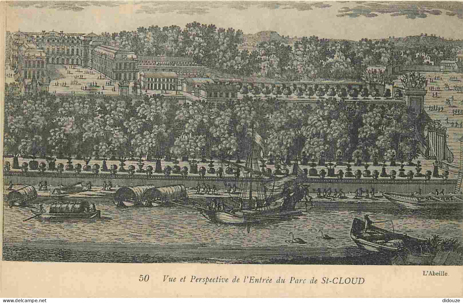 92 - Saint Cloud - Vue Et Perspective De L'Entrée Du Parc - D'après Une Vieille Gravure - Correspondance - CPA - Oblitér - Saint Cloud