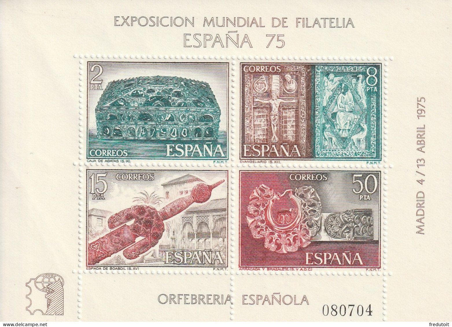 ESPAGNE - BLOC N°26 ** (1975)  "Espana'75" - Blocks & Sheetlets & Panes