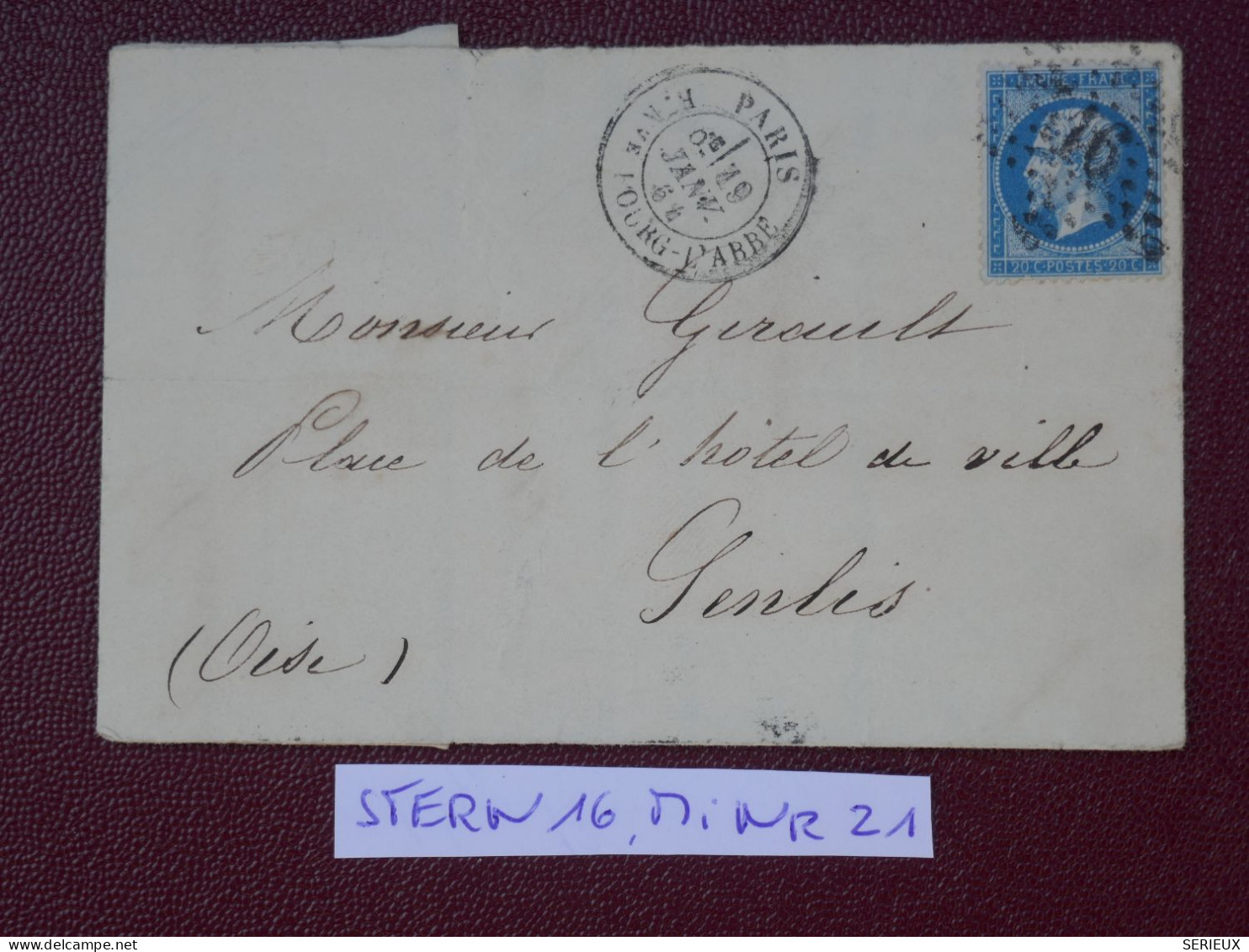 FRANCE LETTRE  RR  1873 ETOILE DE PARIS N° 16  A  SENLIS  +N°22 + AFF. INTERESSANT+DP7 - 1849-1876: Klassik