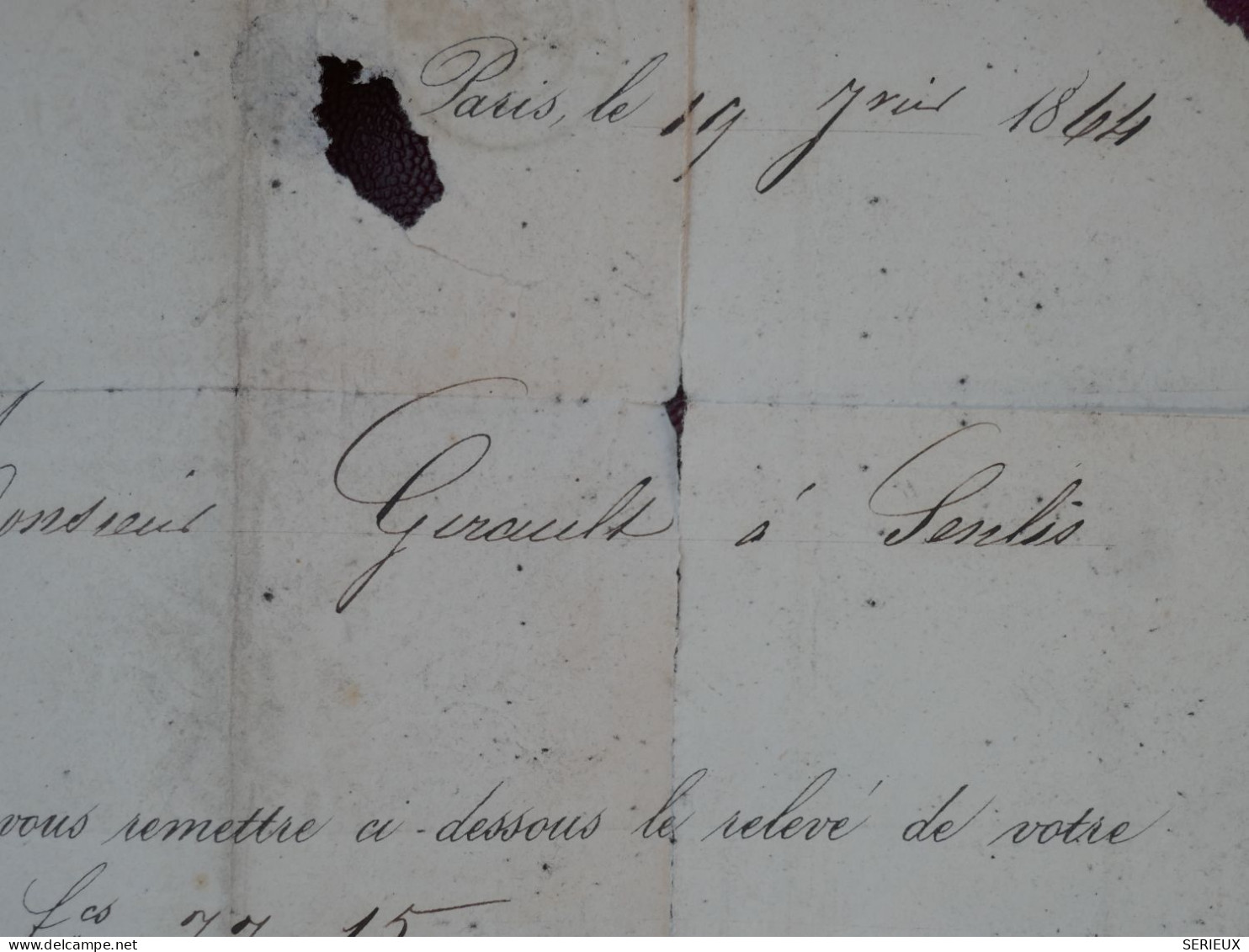 FRANCE LETTRE  RR  1873 ETOILE DE PARIS N° 16  A  SENLIS  +N°22 + AFF. INTERESSANT+DP7 - 1849-1876: Période Classique