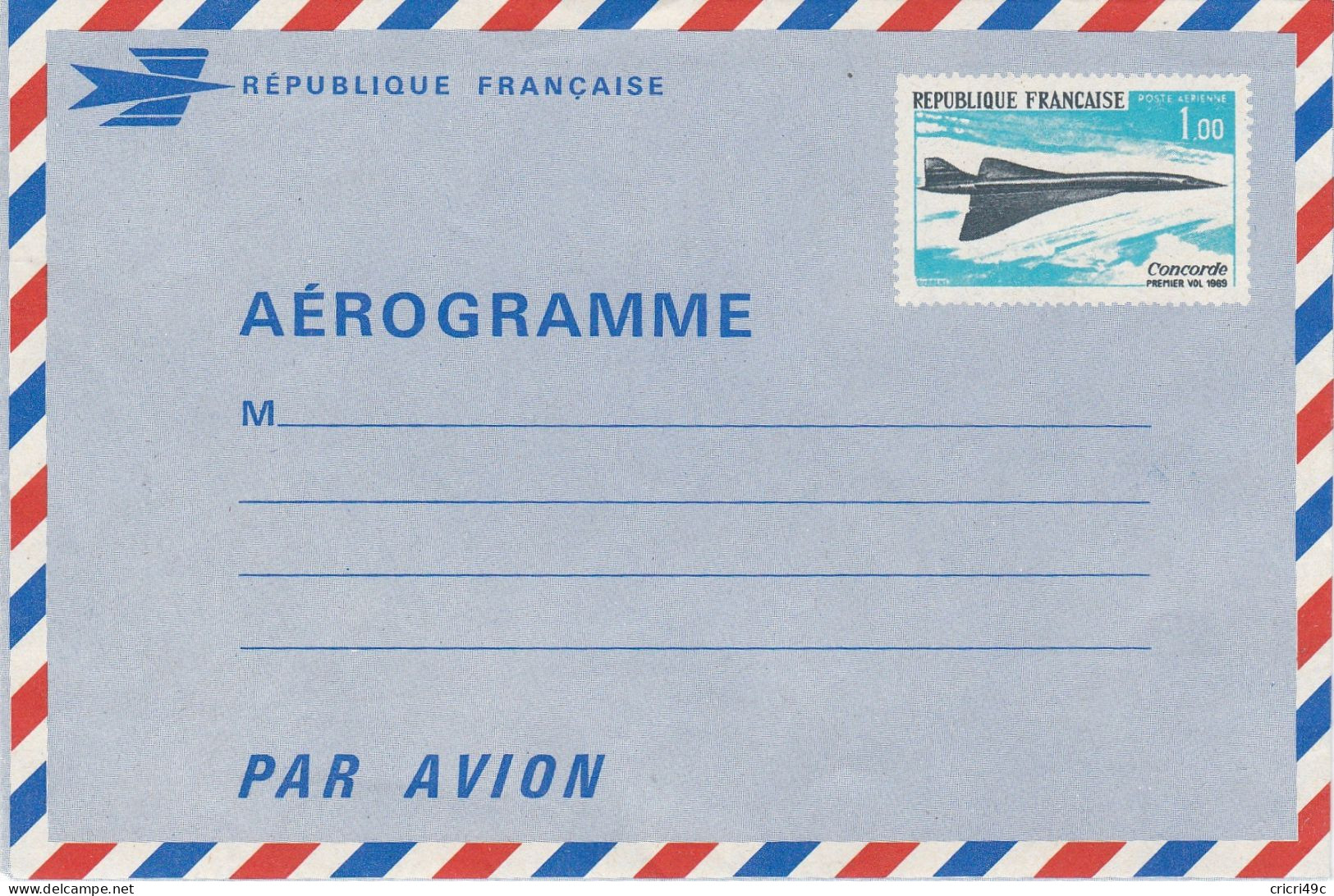 1 Aérogramme 1969 Concorde N°Y&T 1001-AER  Neufs** - Aérogrammes