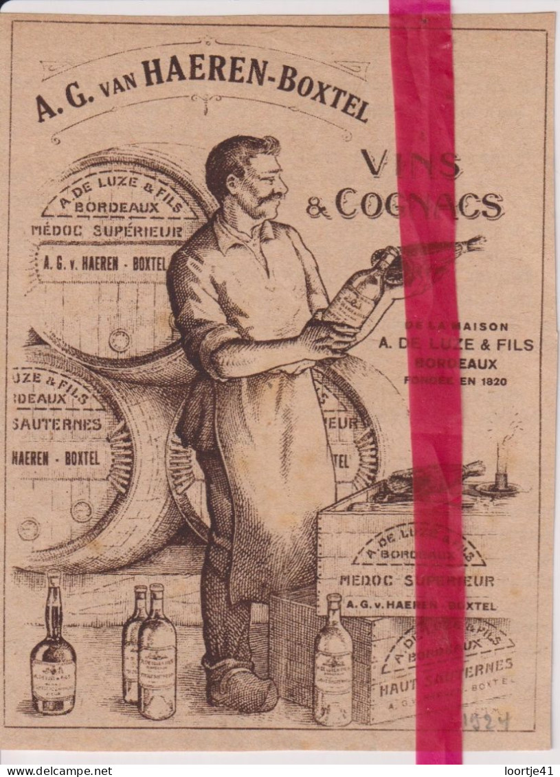 Pub Reclame - Wijn Vins & Cognacs AG Van Haeren - Boxtel - Orig. Knipsel Coupure Tijdschrift Magazine - 1924 - Advertising