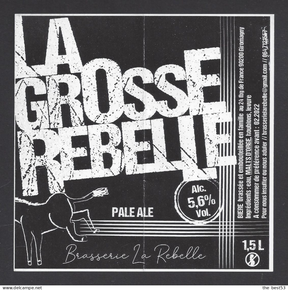 Etiquette De Bière  Pale Ale  5.6 % -  La Grosse Rebelle  -  Brasserie La Rebelle  à  Giromagny  (90) - Beer
