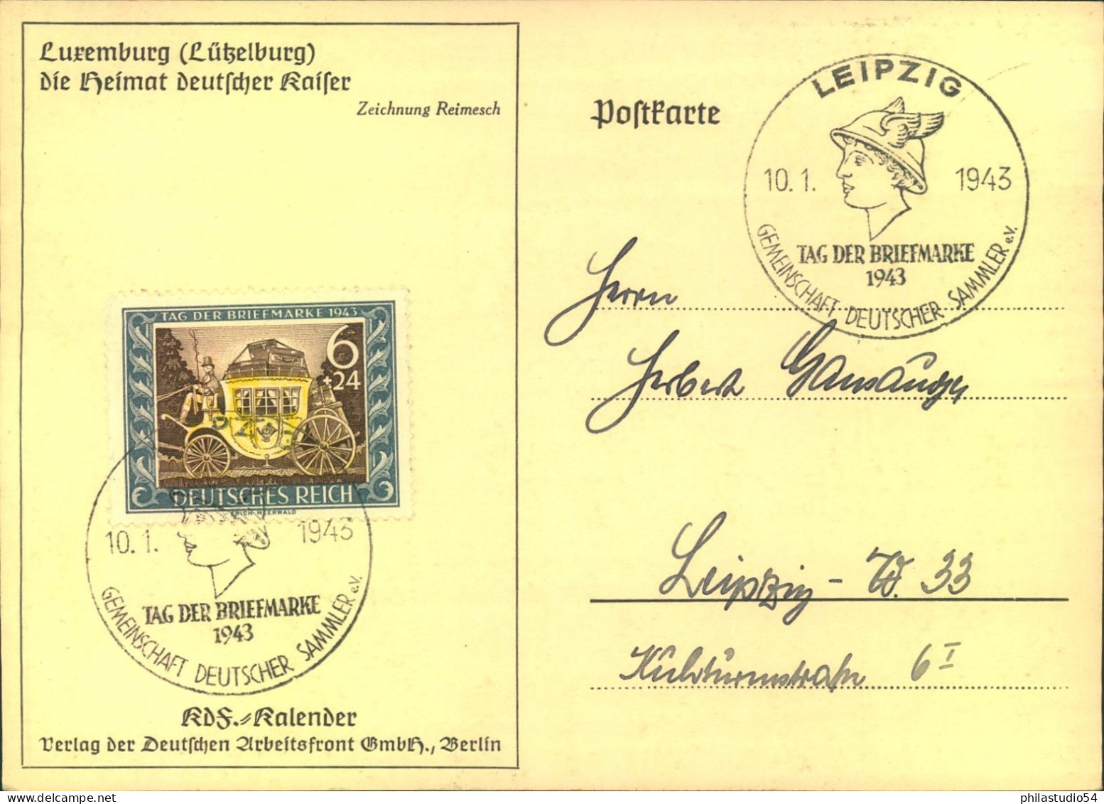 1940, "TAG DER BRIEFMARKE", Drei Verschiedene Sonderkarten, Je Mit SSt Leipzig - Covers & Documents