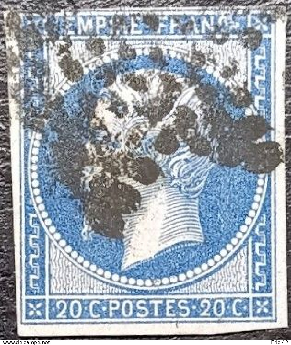 N°14B Napoléon 20c Bleu. Oblitéré étoile De Paris. - 1853-1860 Napoléon III.