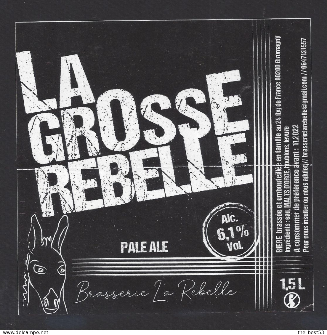 Etiquette De Bière  Pale Ale  6.1 % -  La Grosse Rebelle  -  Brasserie La Rebelle  à  Giromagny  (90) - Bier