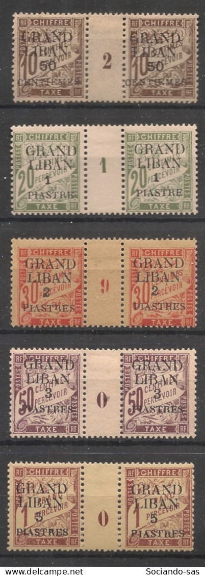 GRAND LIBAN - 1924 - Taxe TT N°YT. 1 à 5 - Série Complète En Paires Millésimées - Neuf * / MH VF - Segnatasse