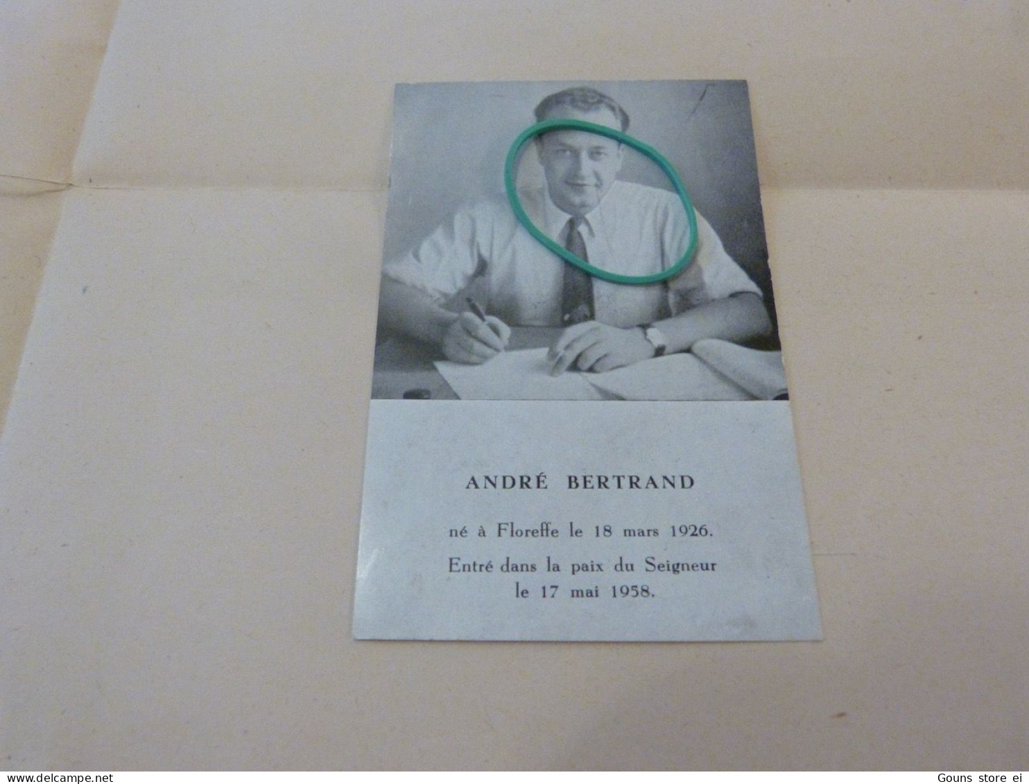 BC18A Souvenir André Bertrand Floreffe 1926 1958 - Overlijden