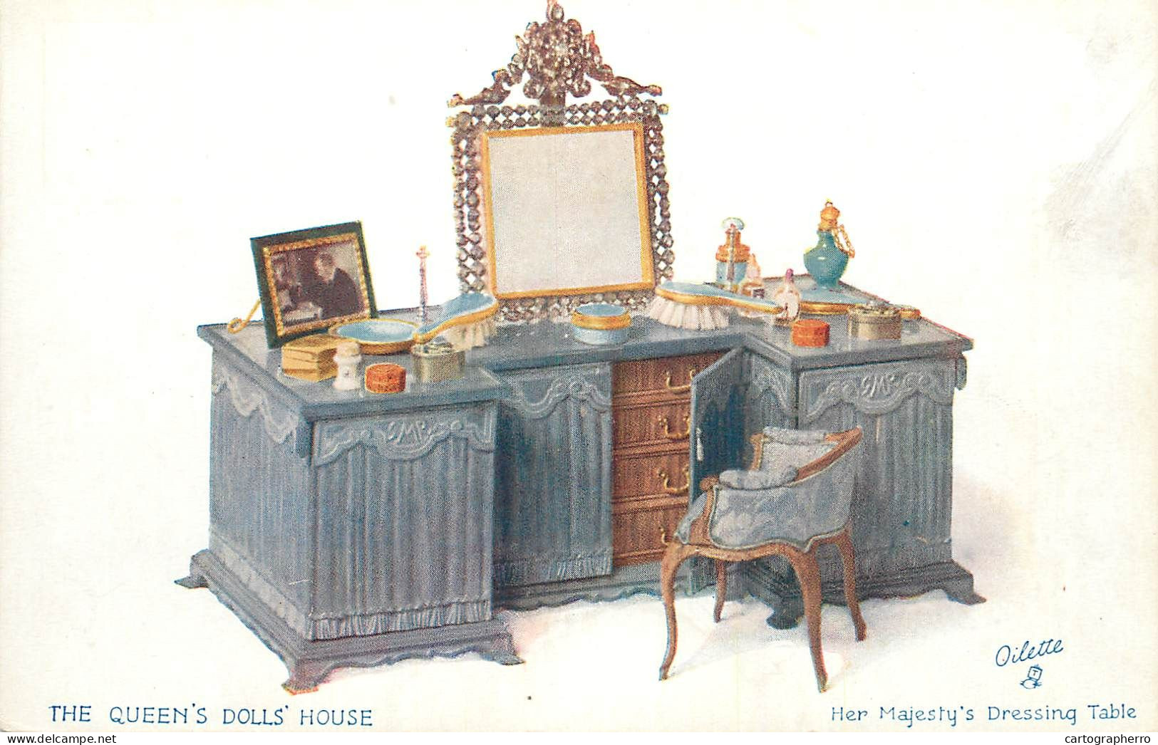 Raphael Tuck & Sons' Oilette Postcard The Queen's Dolls House Series I - Her Majesty's Dressing Table - Tuck, Raphael