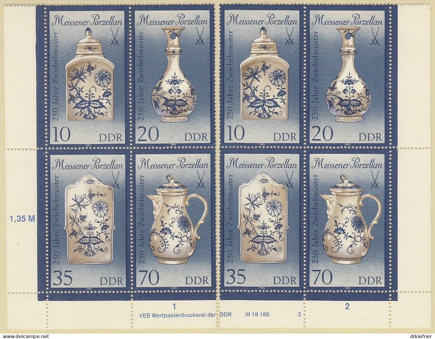 DDR  3241-3244 II, 2 4erBlock Mit DV, Postfrisch **, Meissener Porzellan, 1989 - Unused Stamps