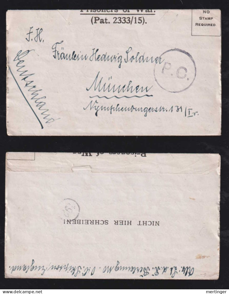 Great Britain 1919 POW Letter CAMP SKIPTON X MÜNCHEN Germany - Cartas & Documentos