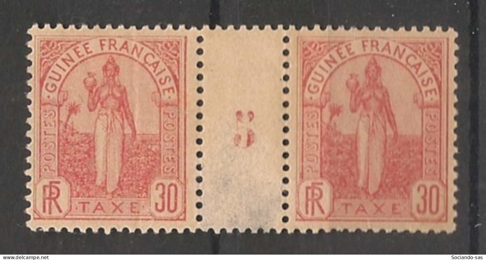 GUINEE - 1905 - Taxe TT N°YT. 4 - Femme 30c Rose - Paire Millésimée 5 - Neuf** / MNH - Unused Stamps