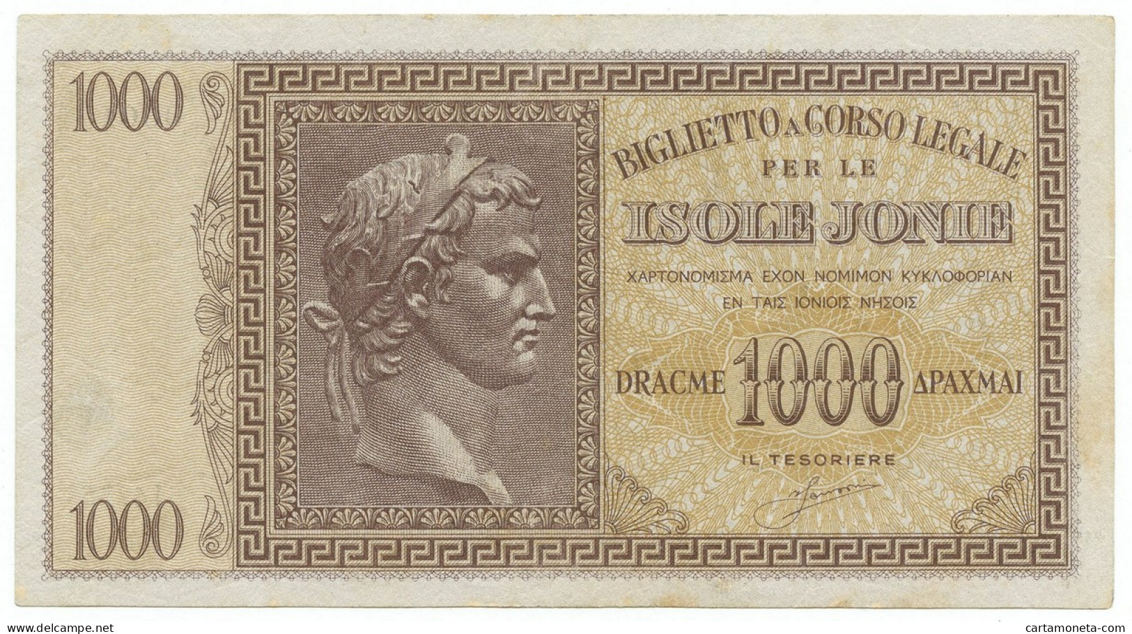 1000 DRACME OCCUPAZIONE ITALIANA DELLA GRECIA ISOLE JONIE APRILE 1942 BB/SPL - Sonstige & Ohne Zuordnung