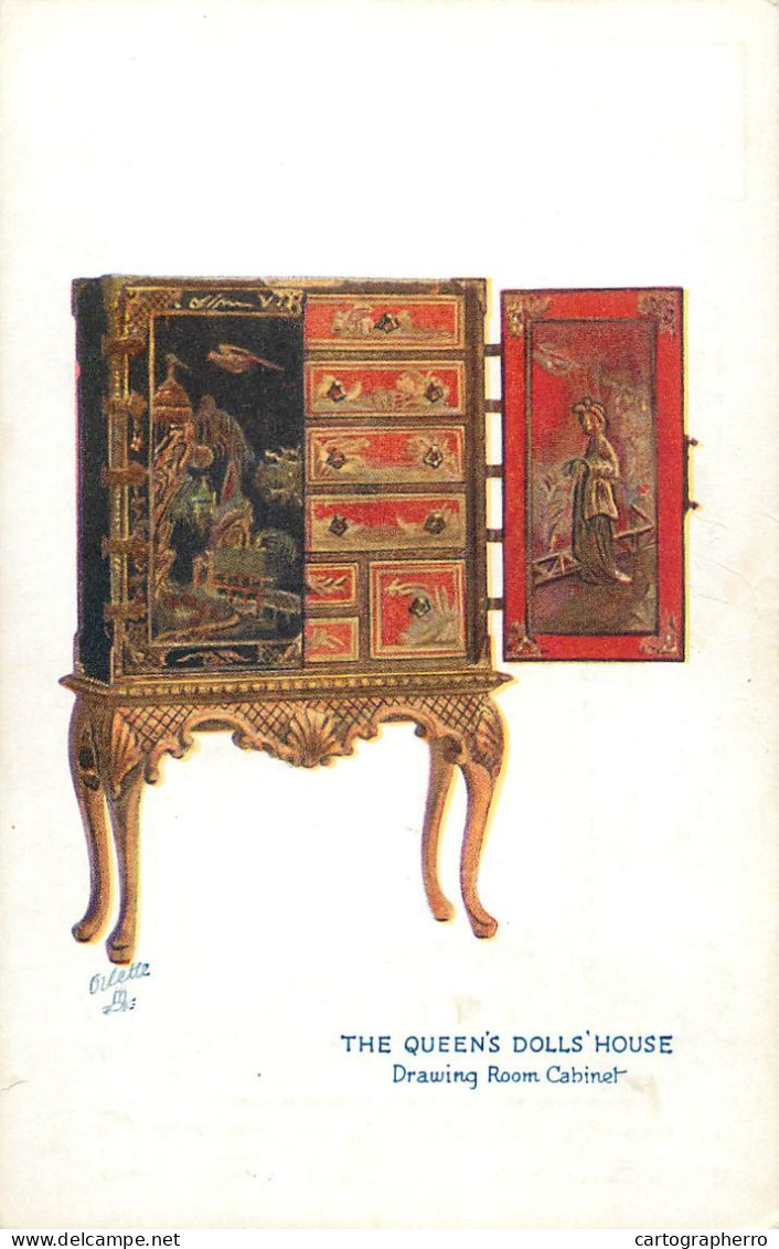 Raphael Tuck & Sons' Oilette Postcard The Queen's Dolls House Series I - Drawing Room Cabinet - Tuck, Raphael