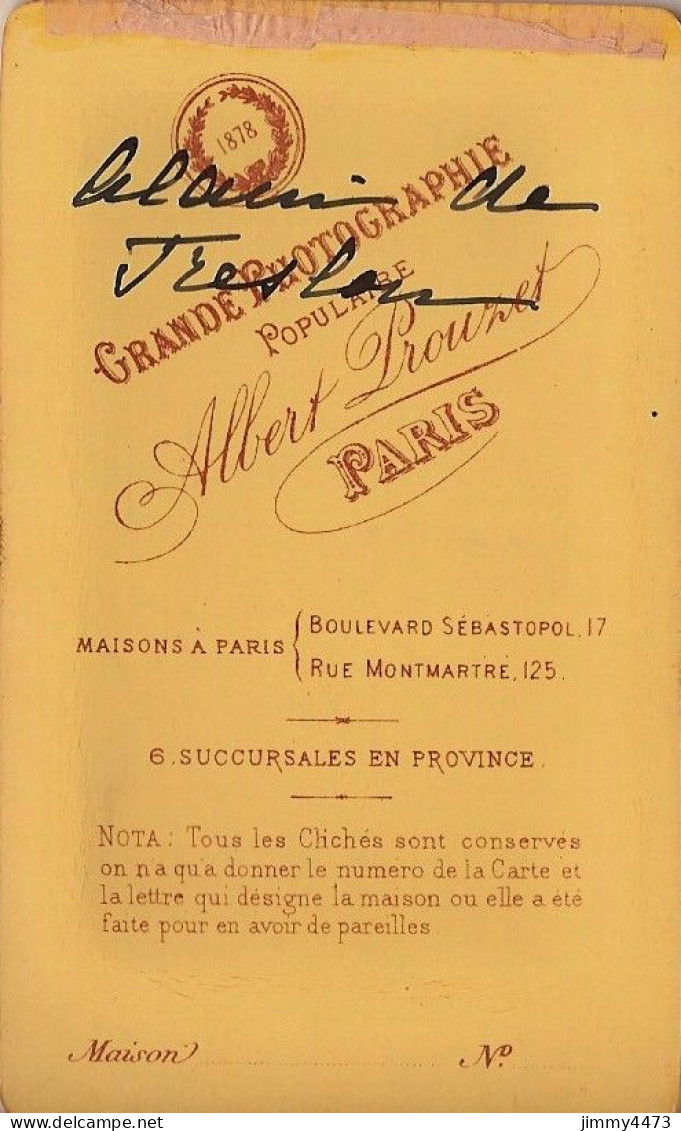 CARTE CDV - Edit Albert PROUZET - Belle Petite Fille De Freslon - Tirage Aluminé 19 ème - Taille 62 X 104 - Anciennes (Av. 1900)