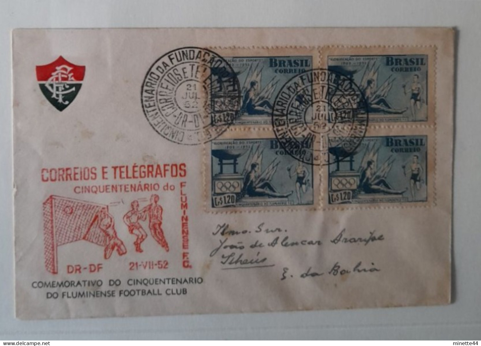 BRESIL BRASIL 1952 GARDIEN FDC FLUMINENSE FOOTBALL FUSSBALL SOCCER CALCIO VOETBAL FUTBOL FUTEBOL FOOT FOTBAL - Briefe U. Dokumente