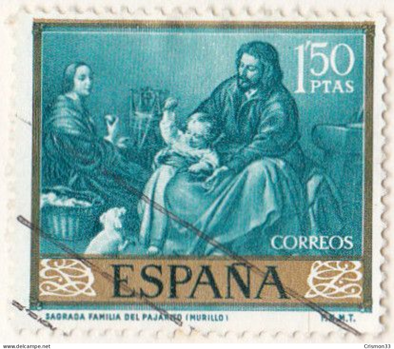 1960 - ESPAÑA - BARTOLOME ESTEBAN MURILLO - SAGRADA FAMILIA DEL PAJARITO - EDIFIL 1276 - Gebruikt