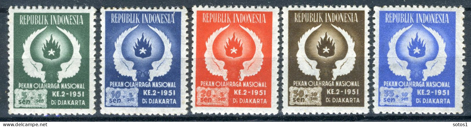 INDONESIE: ZB 96/100 MH 1951 2e Nationale Sportweek Jakarta -2 - Indonesia