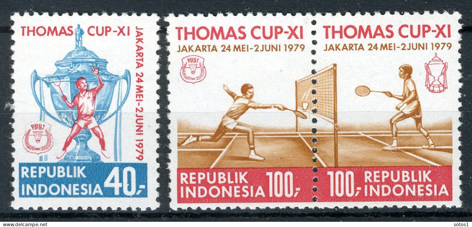 INDONESIE: ZB 945/947 MNH 1979 Thomas Cup  - Indonésie