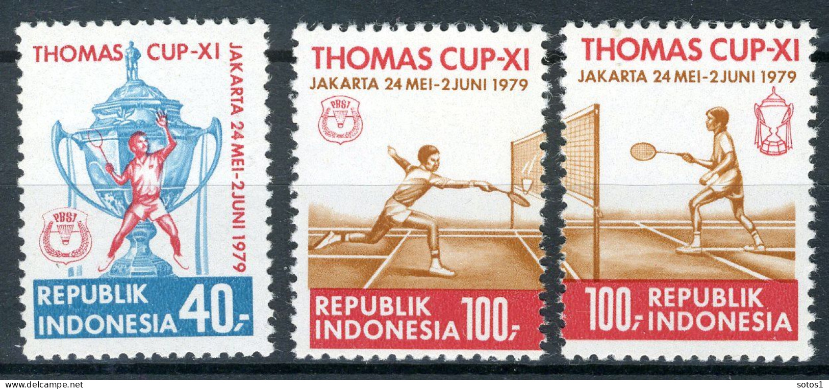 INDONESIE: ZB 945/947 MNH 1979 Thomas Cup -3 - Indonesia