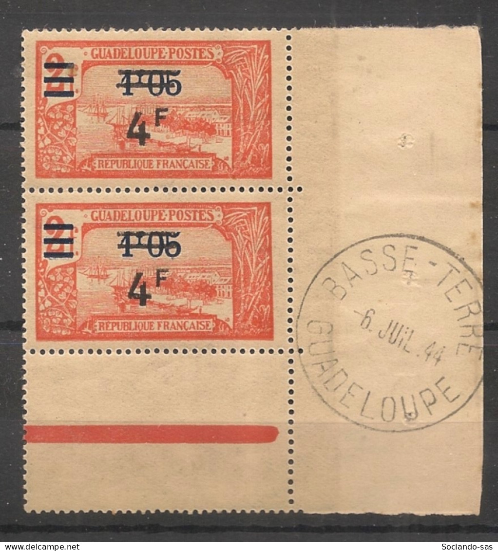 GUADELOUPE - 1943-44 - N°YT. 171 - 4f Sur 1f05 - Paire Bdf Avec Oblitération De Basse-Terre - Neuf Luxe ** / MNH - Unused Stamps
