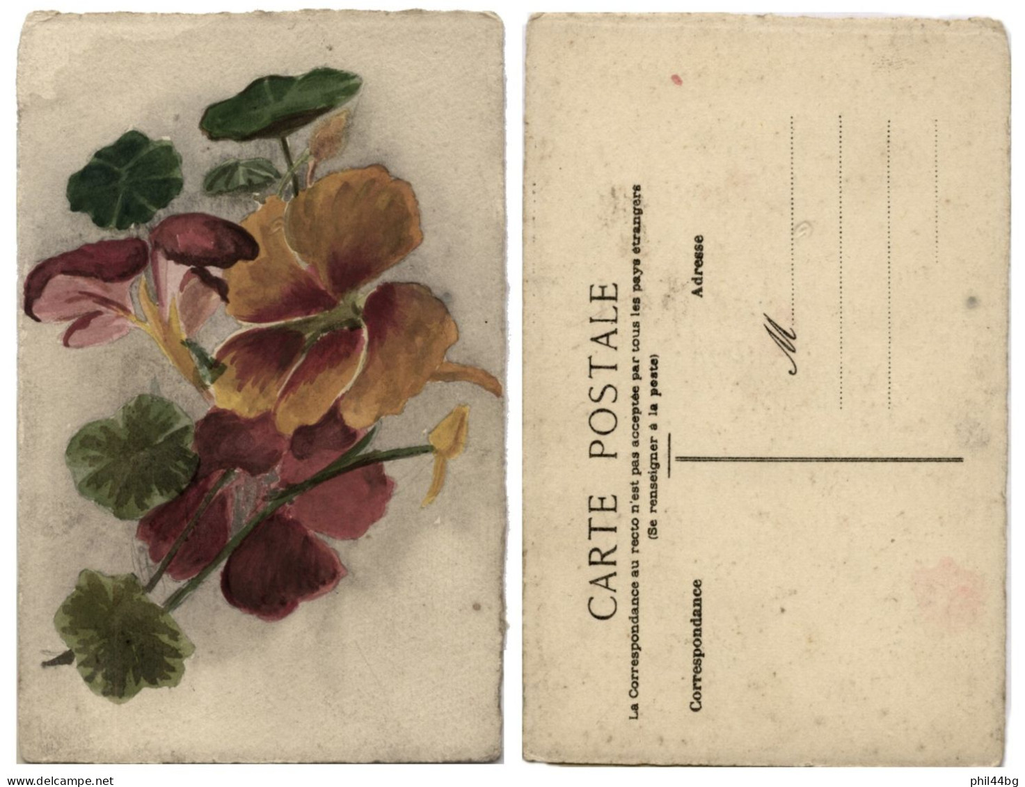 (rare) CP - Fleurs : CAPUCINES En Dessin - Vers 1900 ? - AS - Blumen