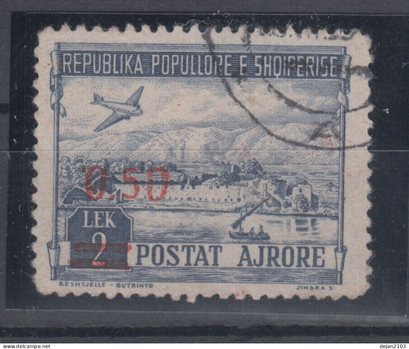 Albania Airplanes 0.50 On 2 Lek Mi#521 1952 USED - Albania