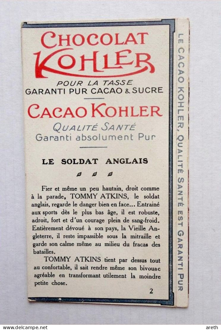 Ancienne Image Double Offerte Par Le  CACAO CHOCOLAT KOHLER -- SOLDAT ANGLAIS - Other & Unclassified