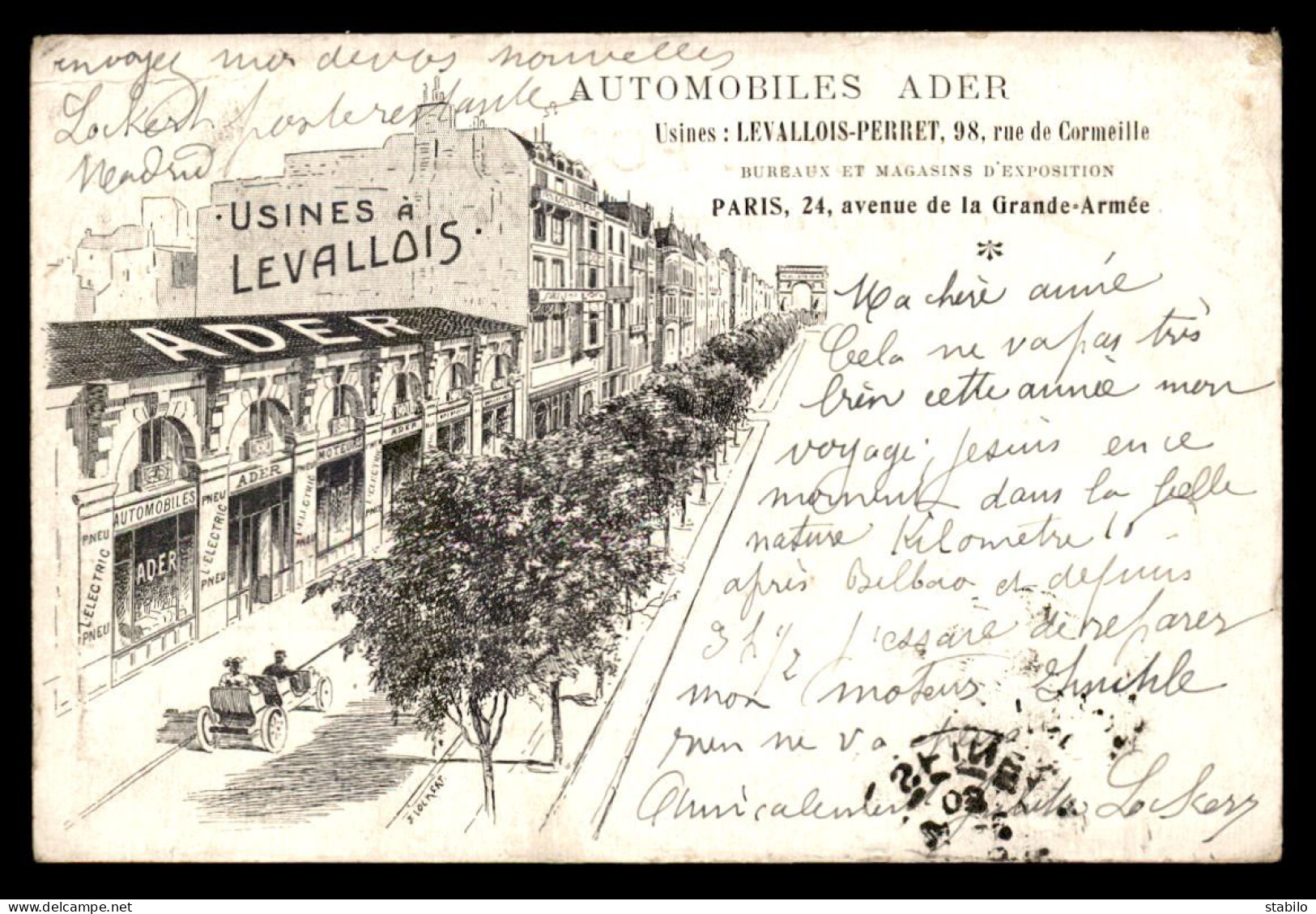 AUTOGRAPHE - JULIETTE LOCKERT, PEINTRE, EDITRICE DE LA CARTE AUTOMOBILES ADER LEVALLOIS - DT DE LA REVUE LE CHAUFFEUR - Other & Unclassified