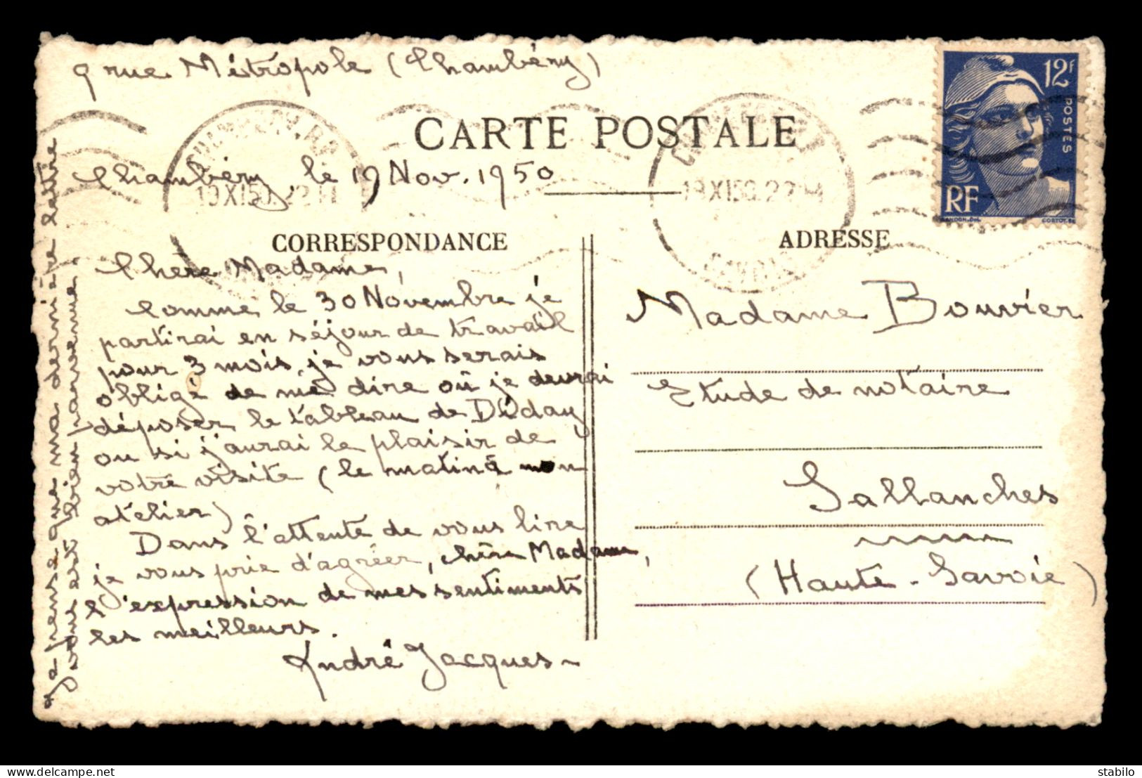 AUTOGRAPHE - ANDRE JACQUES, PEINTRE ET GRAVEUR (1880-1960) - SUR CARTE DE L'AUTEUR ANNECY, LE COURRIER - Otros & Sin Clasificación