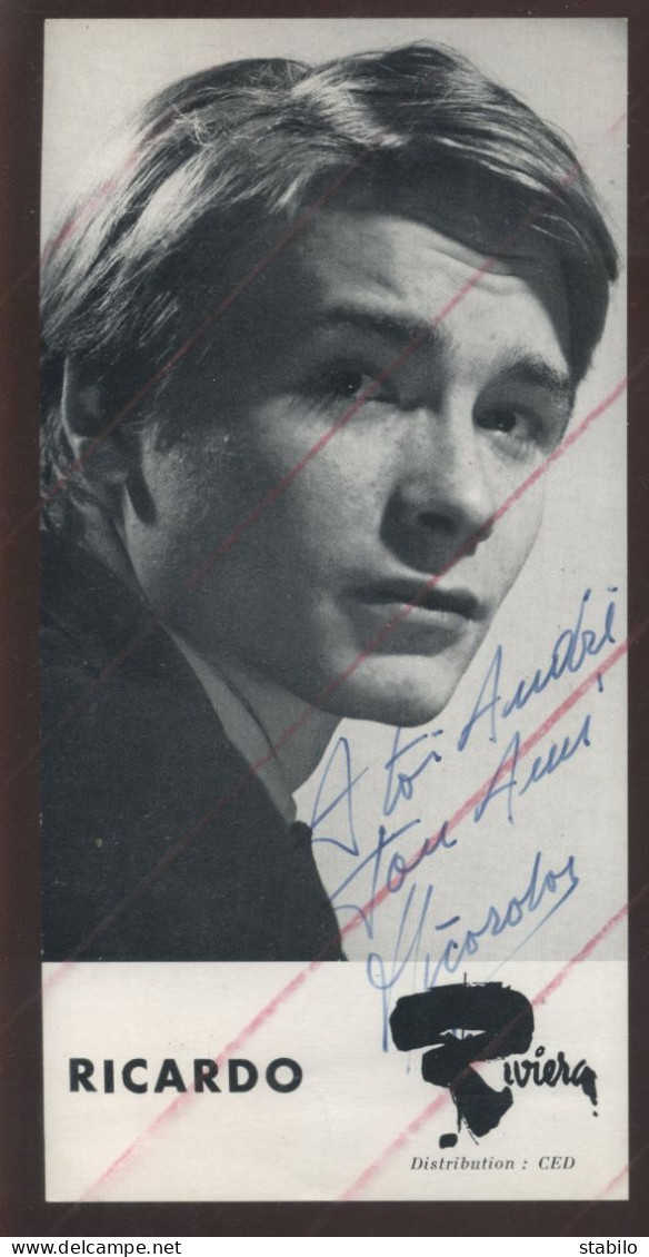 AUTOGRAPHE - RICARDO -  VERSO DISCOGRAPHIE RIVIERA - FORMAT 19 X 9.5 CM  - Other & Unclassified