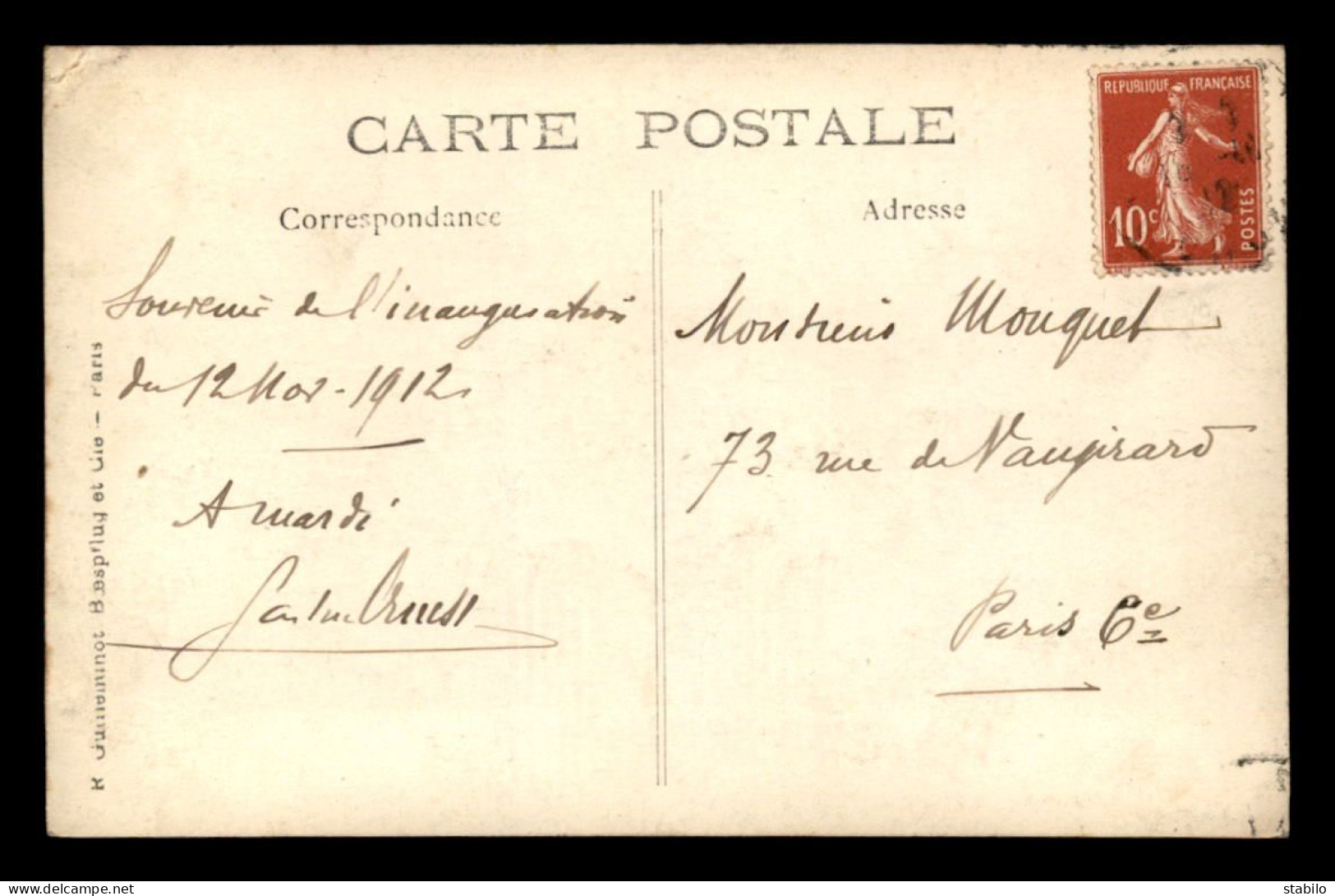 AUTOGRAPHE - GASTON ERNEST (1867-1949) ARCHITECTE - PARIS,  INAUGURATION DU BATIMENT DE.. (SUITE VOIR DESCRIPTION) - Autres & Non Classés