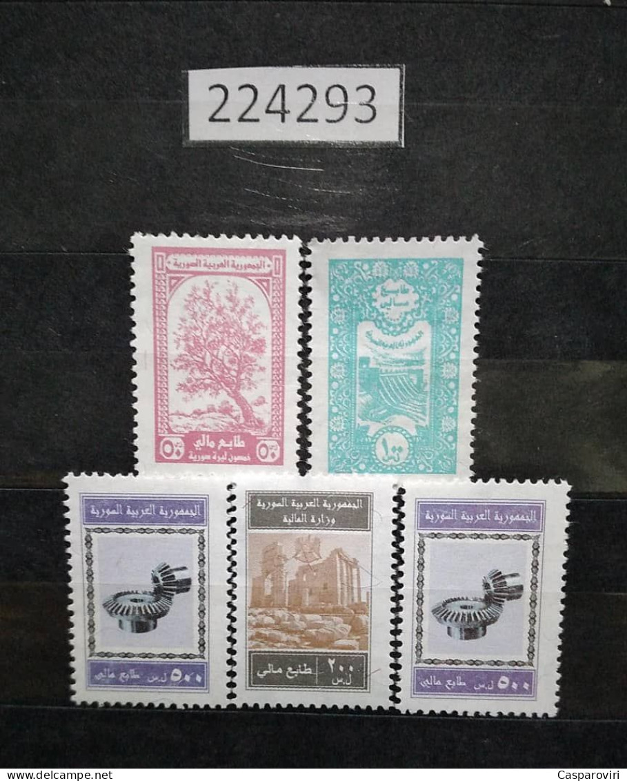 224293; Syria; 5 Revenue Stamps; 50, 100, 200, 2x (500) Pounds; General Fiscal Stamps; Granite Paper WM; Fiscal; MNH - Syrie