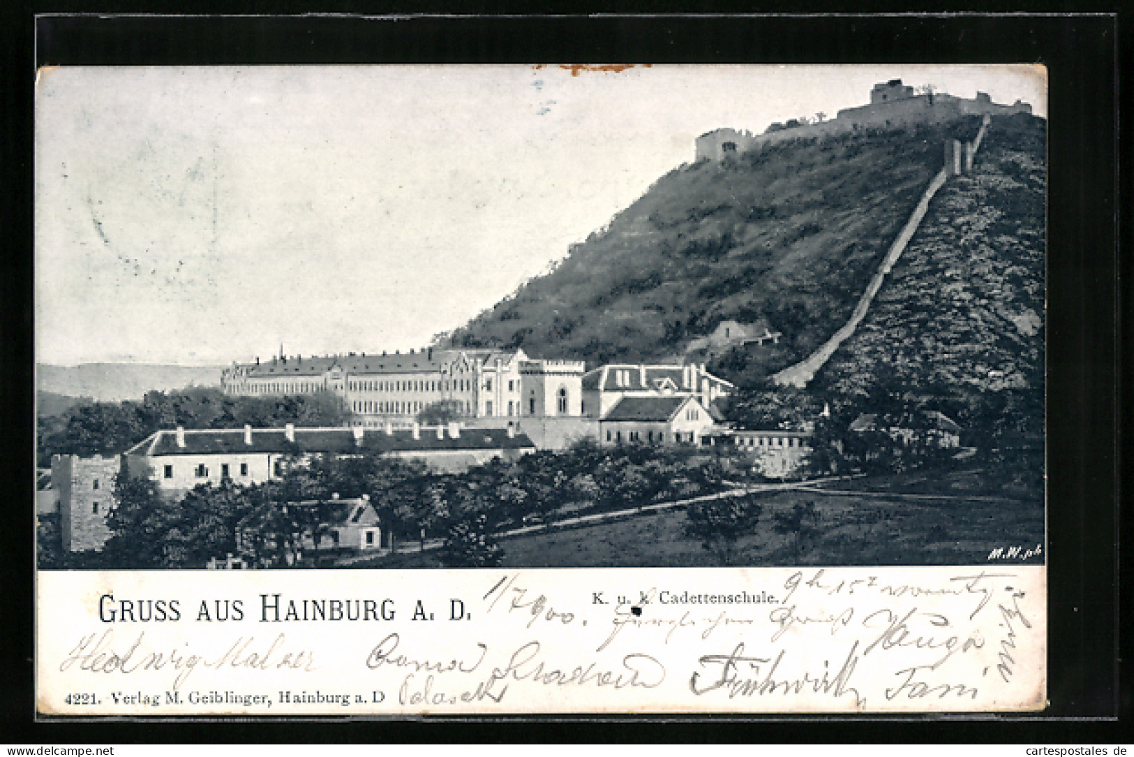 Lithographie Hainburg A. D. Donau, Ortspartie Mit Blick Nach Der Burgruine  - Other & Unclassified