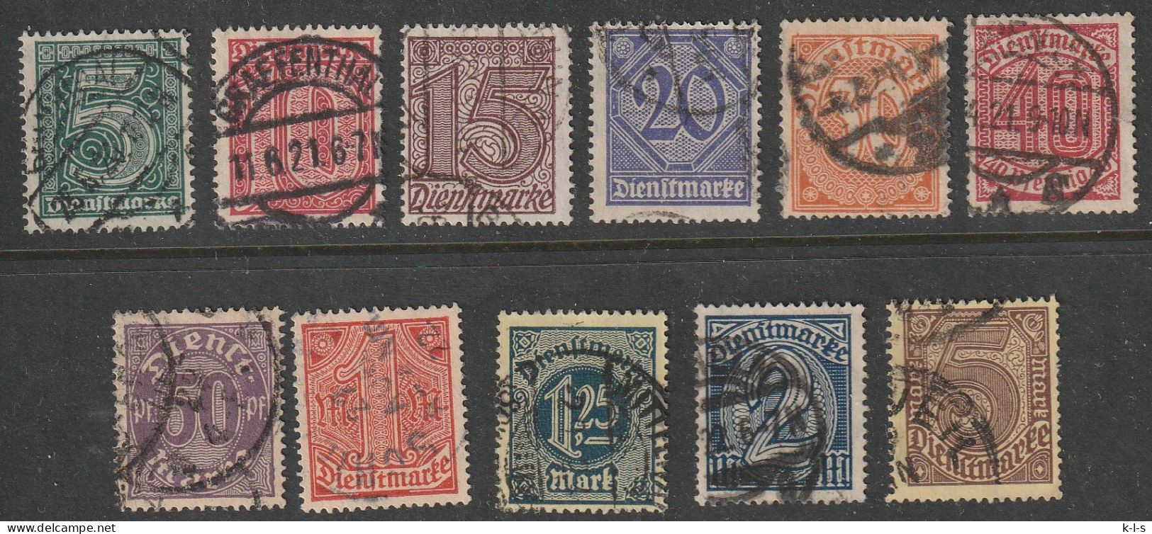 Deut. Reich: 1920, Mi. Nr. 23-33, Dienstmarken Für Alle Länder, Ohne Ablösungsziffer.  Gestpl./used - Service
