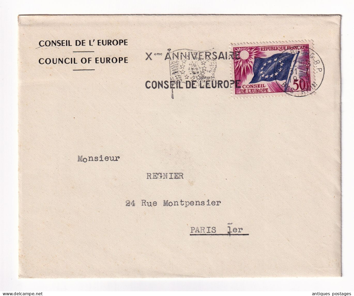 Lettre 1959 Conseil De L'Europe Conseil De L'Europe Strasbourg Bas Rhin Council Of Europe - Covers & Documents
