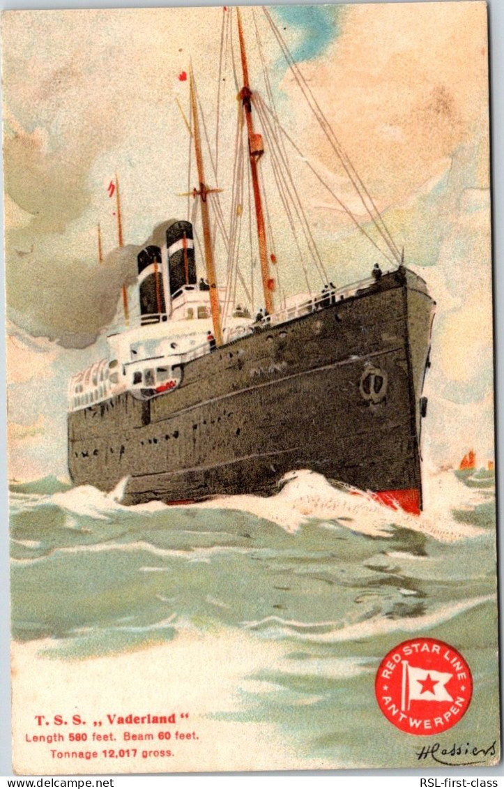 TSS Vaderland - 580/60ft, 12017ton, Red Star Line, From Serie paintings With Red Logo (TSS), By H. Cassiers - Dampfer