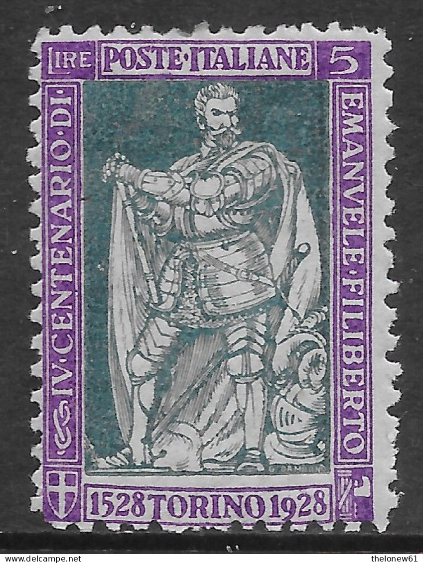 Italia Italy 1928 Regno Emanuele Filiberto L5 Sa N.229 Nuovo MH * - Mint/hinged