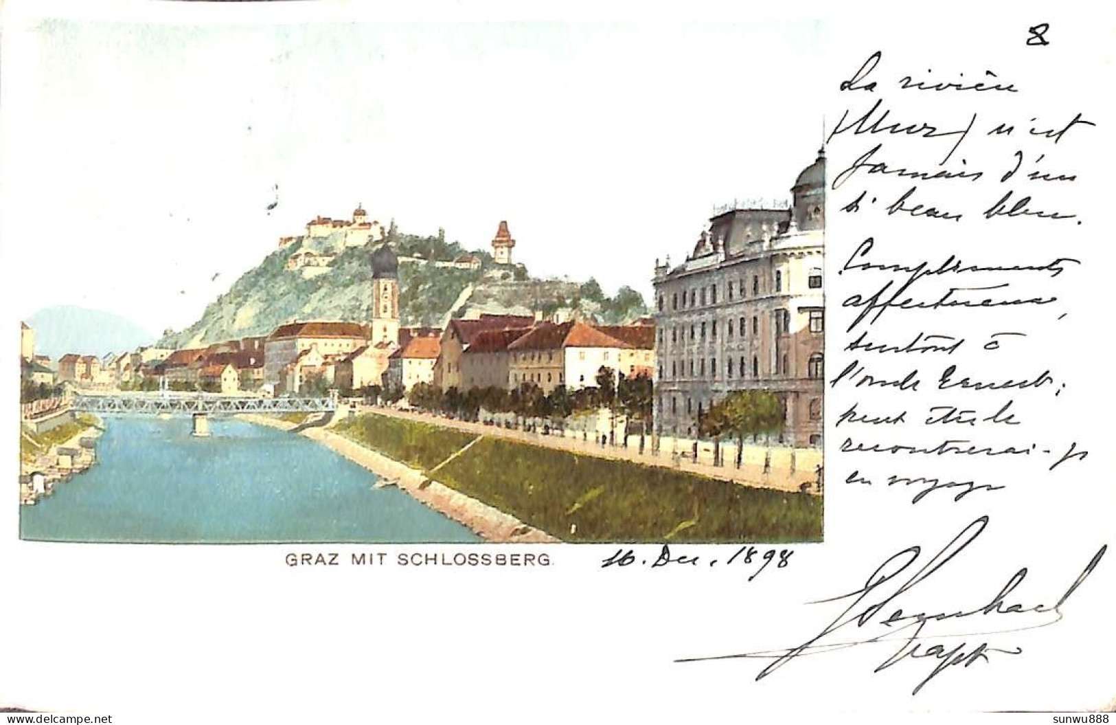 Graz Mit Schlossberg (colors 1898) - Graz