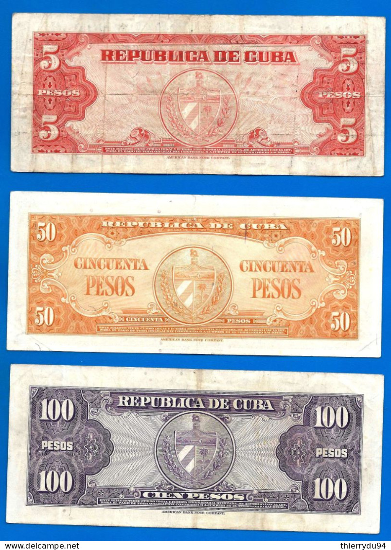 Lot Cuba 5 50 100 Pesos 1950 Peso Centavos Kuba Billet Billets - Cuba