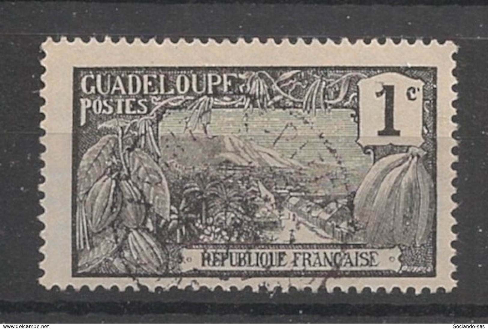 GUADELOUPE - 1905-07 - N°YT. 55 - Mont Houelmont 1c Noir Sur Azuré - Oblitéré / Used - Used Stamps